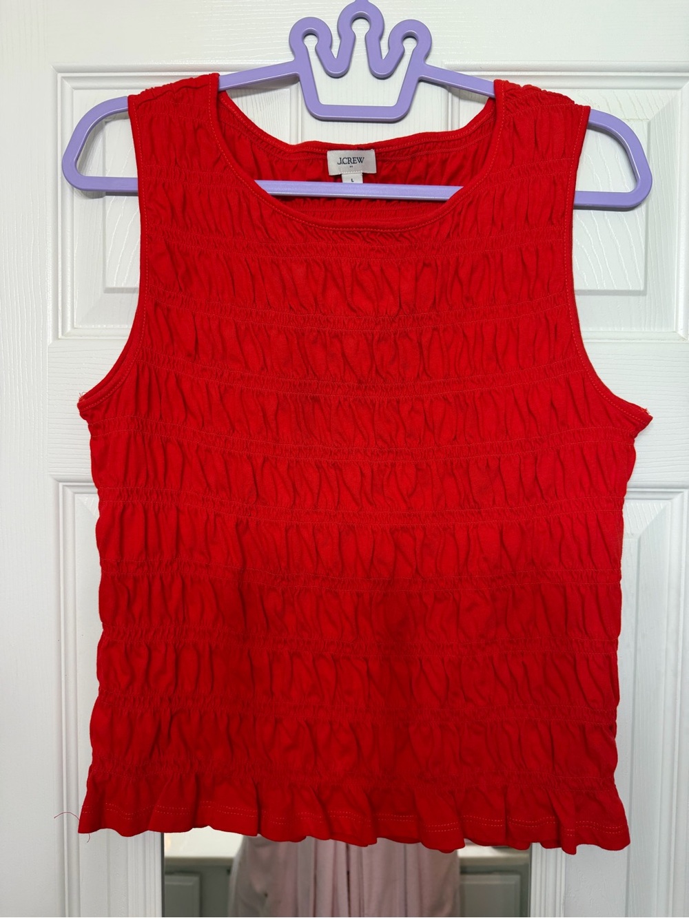 J. Crew Bright Red Ruched Tank Top